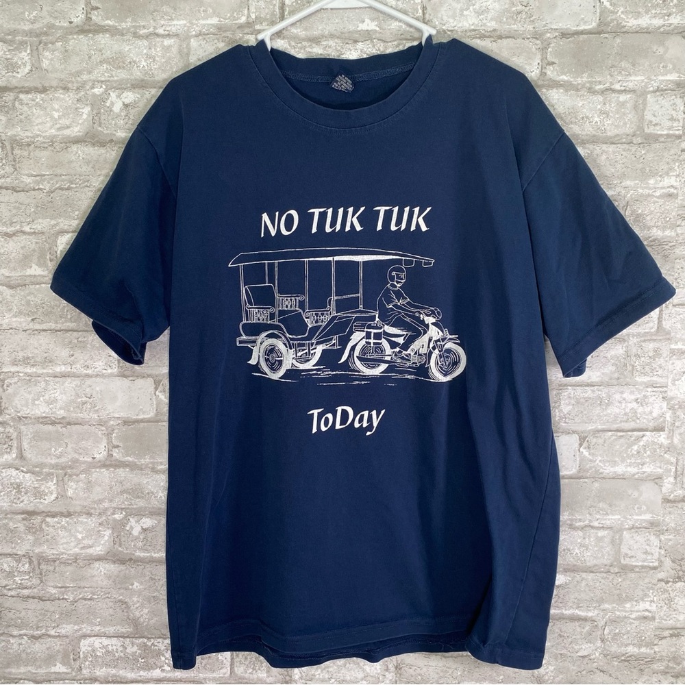Navy Graphic Tee - No Tuk Tuk Design size XL 100% cotton tourist travel vacation